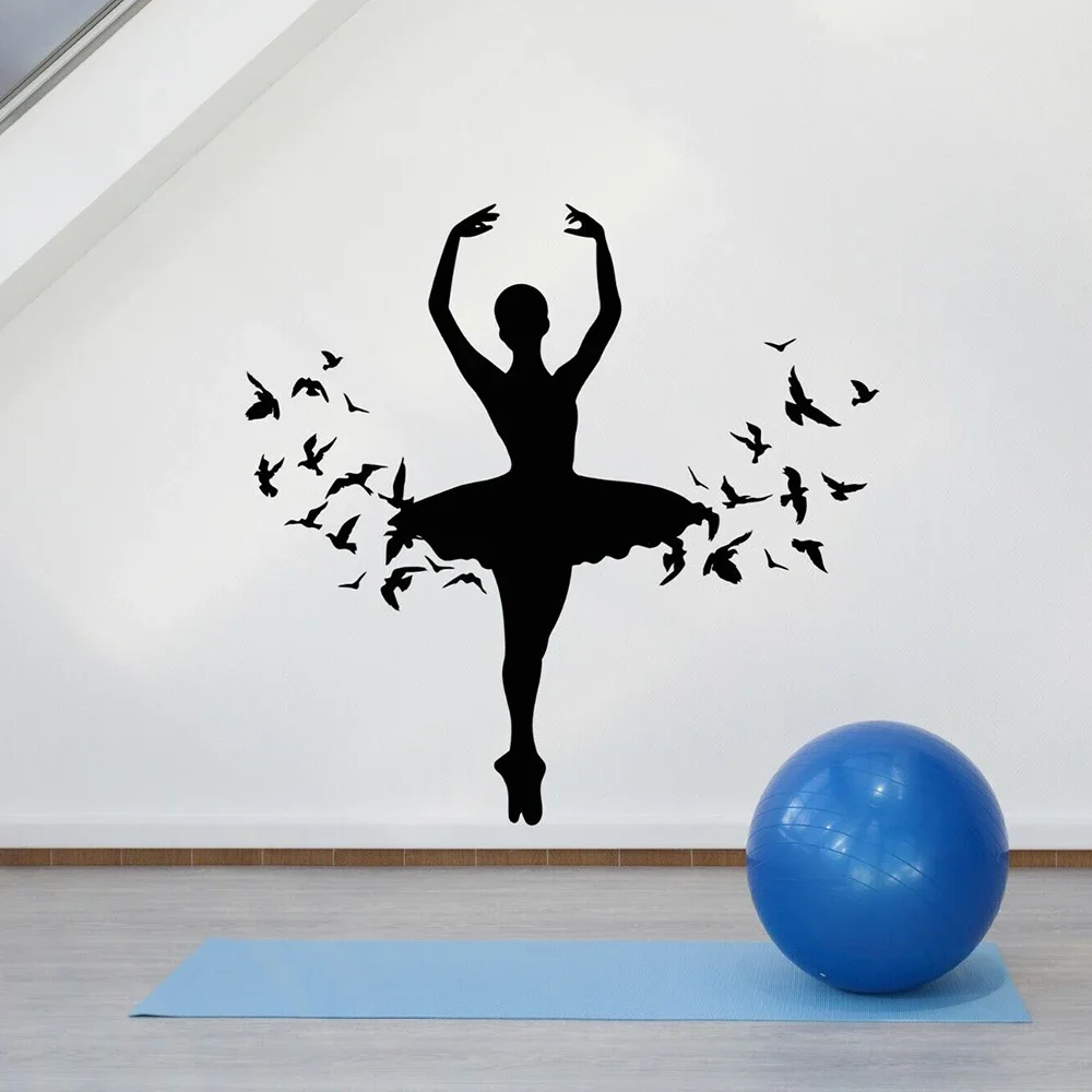 

Vinyl Wall Decal Ballerina Dancing Birds Patterns Ballet Studio Wall Stickers Dance classroom Decor Girls Room Decor Poster A460