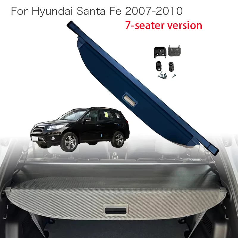 Auto Trunk Curtain Organizer Cover For Hyundai Santa Fe 2007-2010 7-seat Car Cargo Cover Trunk Rear Rack Luggage Storage Privacy