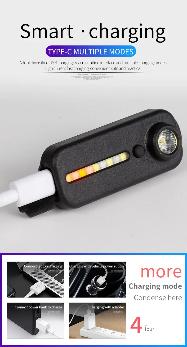 Mini LED Flashlight USB Rechargeable Bike Light Portable Pocket Flashlight Keychain Lamp Bicycle Taillight Flash Warning Light