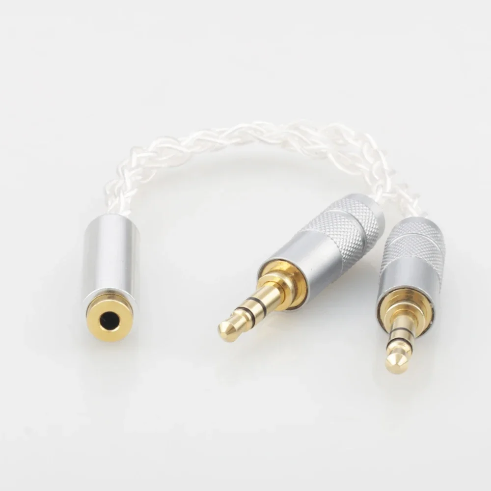 Audiocrast HC024 Dual Output AUX Headphone Mic Coupler Adapter 2.5mm Female to 3.5mm Male for Pono Player