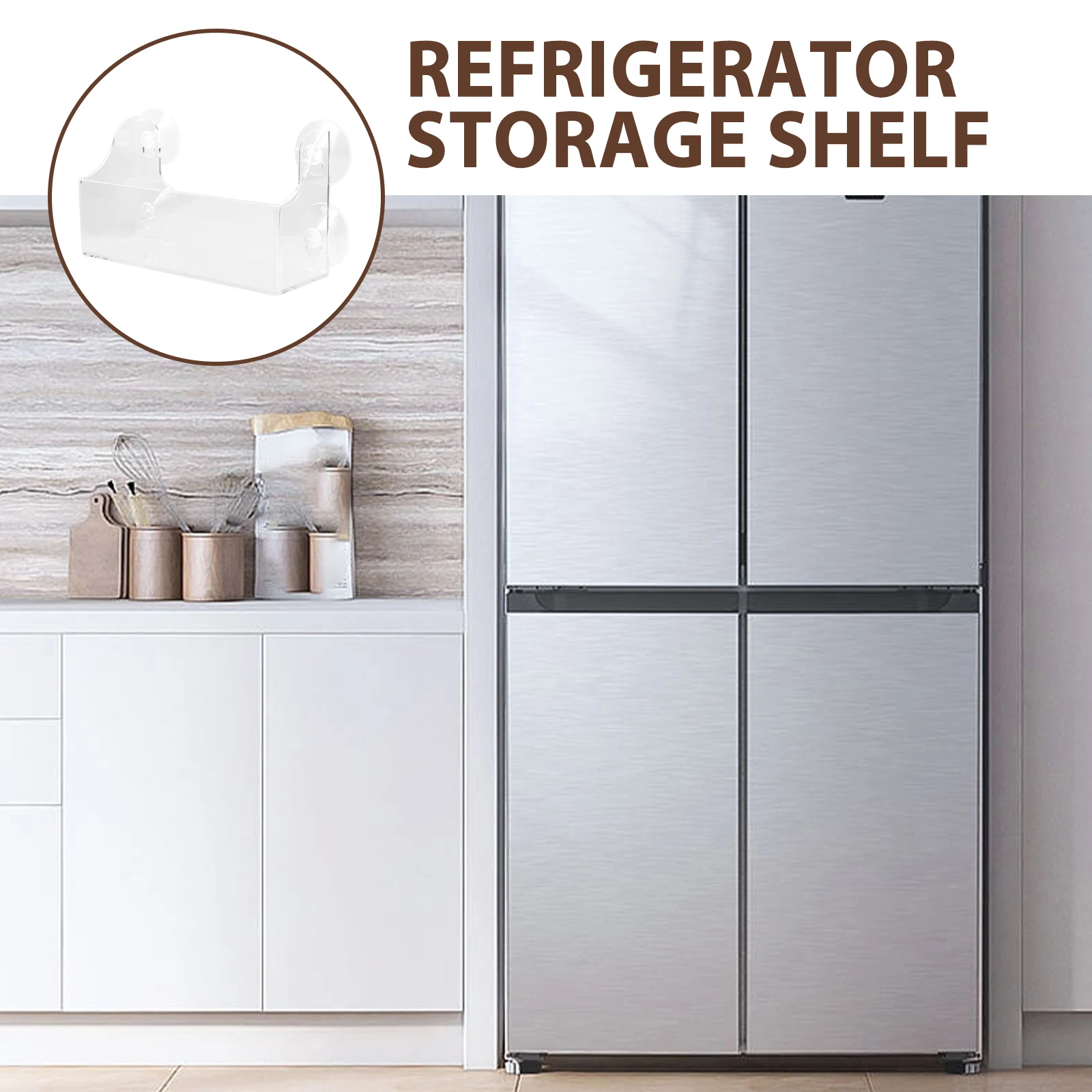

Suction Beverage Transparent Acrylic Drinks Shelf Refrigerator Organizer Adjustable Simple Design Fridge Smooth Surface