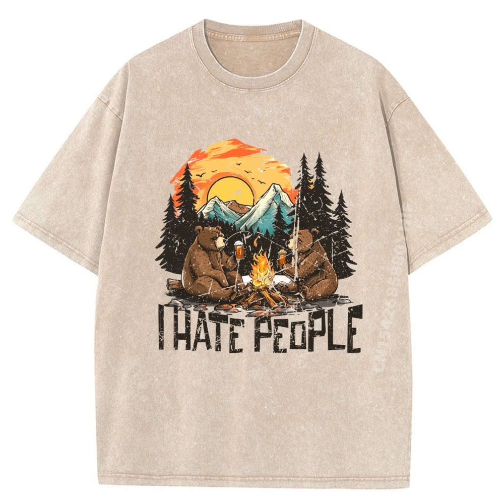 فضفاض رجل بلايز تيز خمر أنا أكره الناس مضحك مجنون مضحك تي شيرتات عجيبة مريحة الأسرة غسلها تي شيرت كلاسيكي