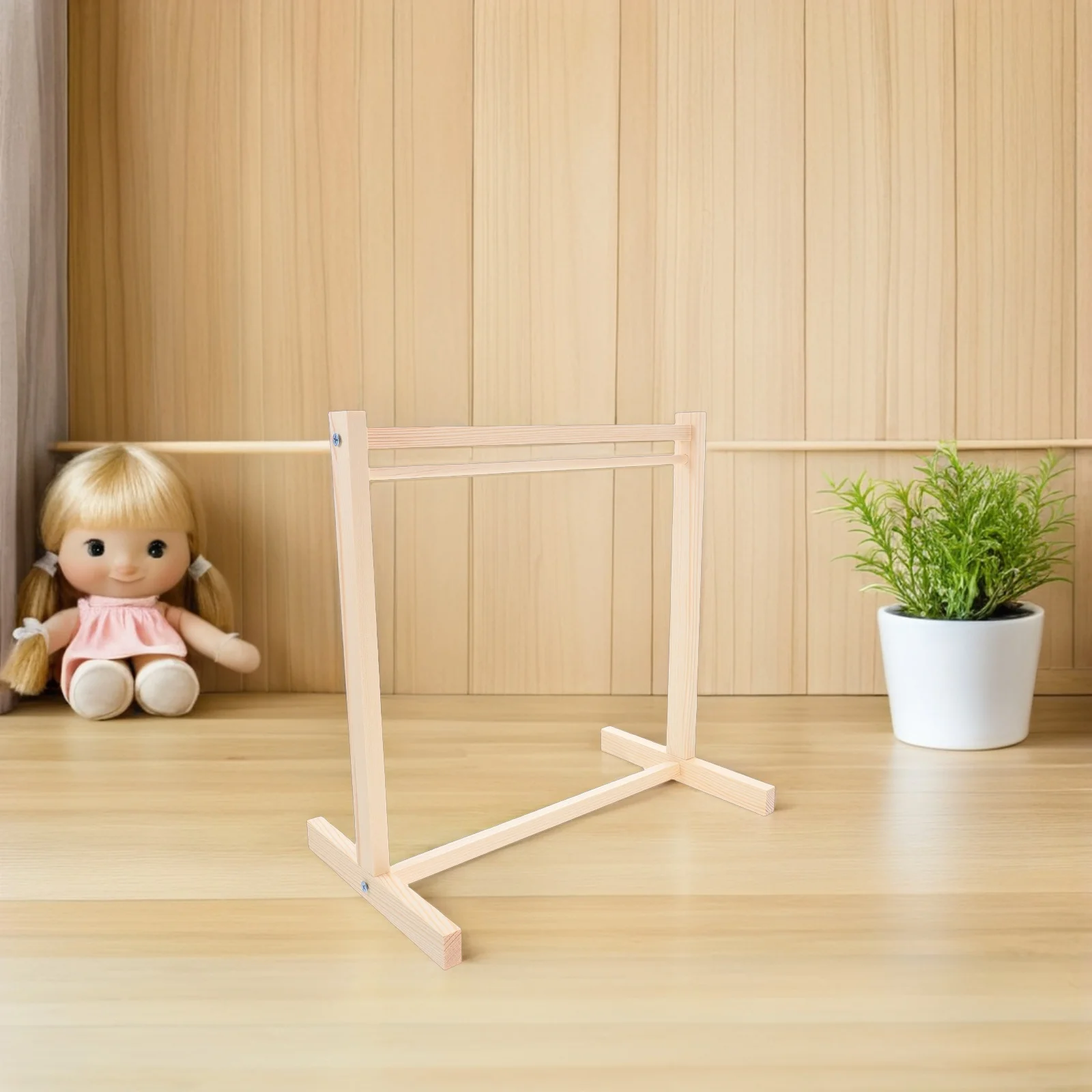 1 set 1 set miniatuur houten kleding voor georganiseerde opslag Creatief spelen Poppenhuis Meubelaccessoires Kledingrek Houten