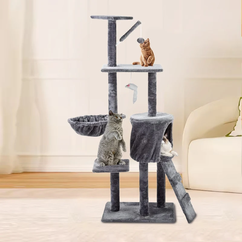 

Pawise New Design Natural Wooden Sisal Cat Tree House Large Big Climbing Frame Floor to Ceiling Wood Cat Scratching Tree Tower