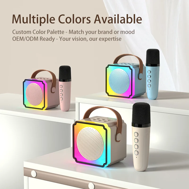 Mini Karaoke Machine para Crianças e Adultos, Alto-falante Bluetooth Portátil com 2 Microfones Sem Fio, Soundbox, Presente de Aniversário