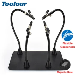 Toolour Soldering Helping Hands Third Hand Solder Station PCB Holder with 4 Magnetic Flexible Arms for Electronic Repair Tools