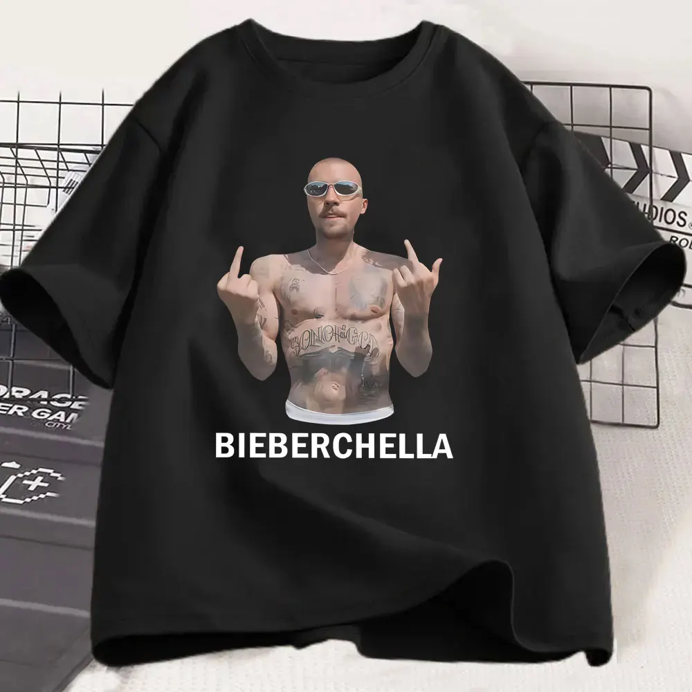 

Justin Bieber Middle Finger Graphic T-shirt Coachella 2026 Merch T-shirts Men Women Hip Hop Fashion Oversized T Shirts Fan Gift