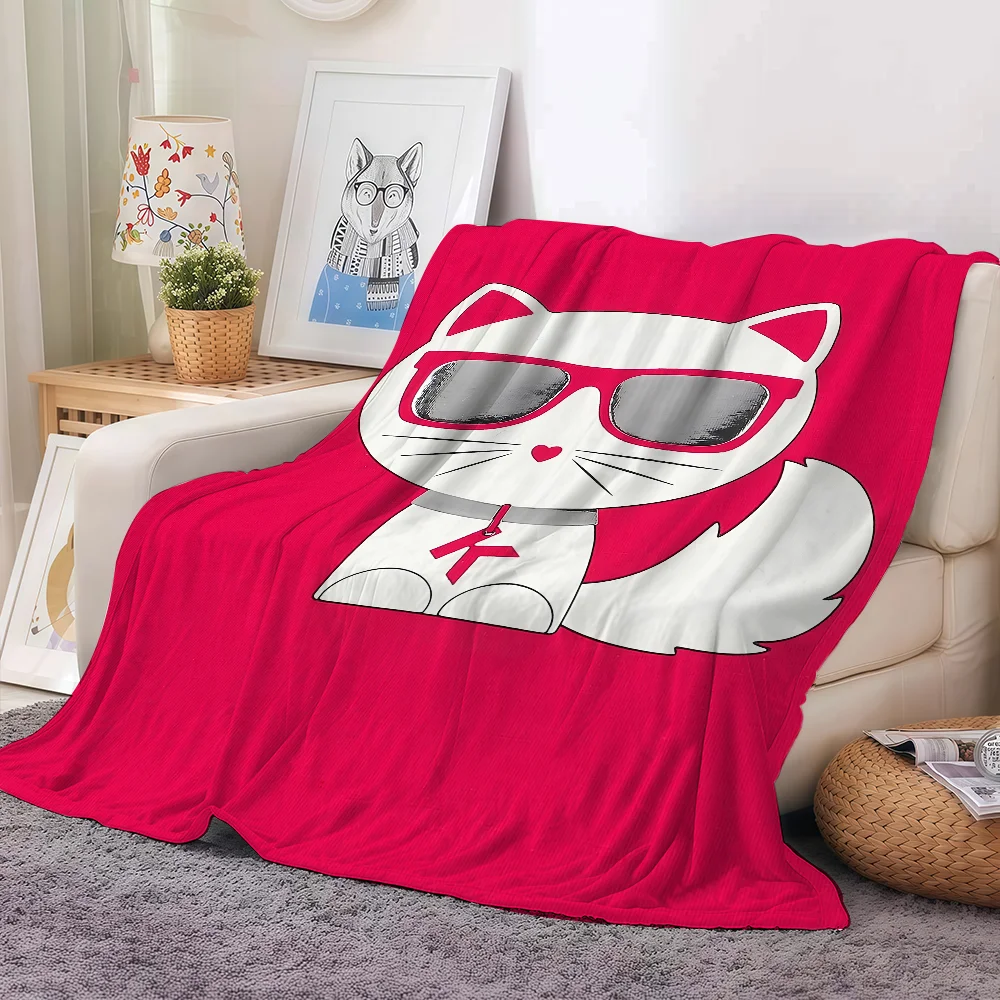 

Fashion print Spectacled Cat Blanket Soft and Skin Friendly For Couch Bed Napping Bedspread All Seasons Comforter