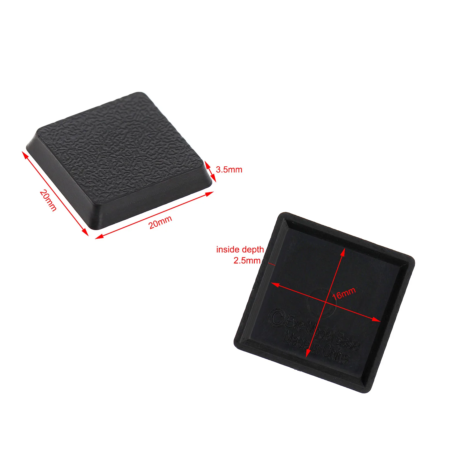 Evemodel MB1020 100pcs 20mm Square Bases Plastic Miniature 20mm Model Base for Wargames Military Simulation Scene