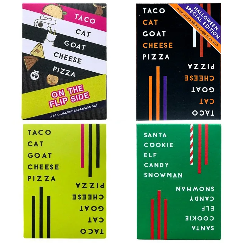 Juego de cartas de pizza con queso de cabra y gato Taco, entretenimiento temático de Santa Cookie Elf Candy coleccionable para niños y adultos