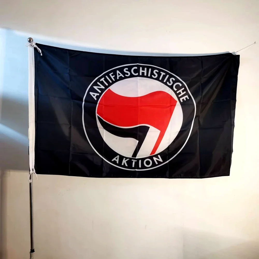 Black Polyester Antifascist Action Flag Punk Anarchist Antifa Anarchy Revolution 90X150cm Polyester