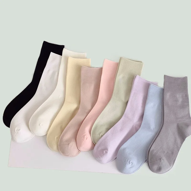 

10/20 пар модных высококачественных женских носков, однотонные кружевные вышитые тюльпанами, женские фотоноски средней длины