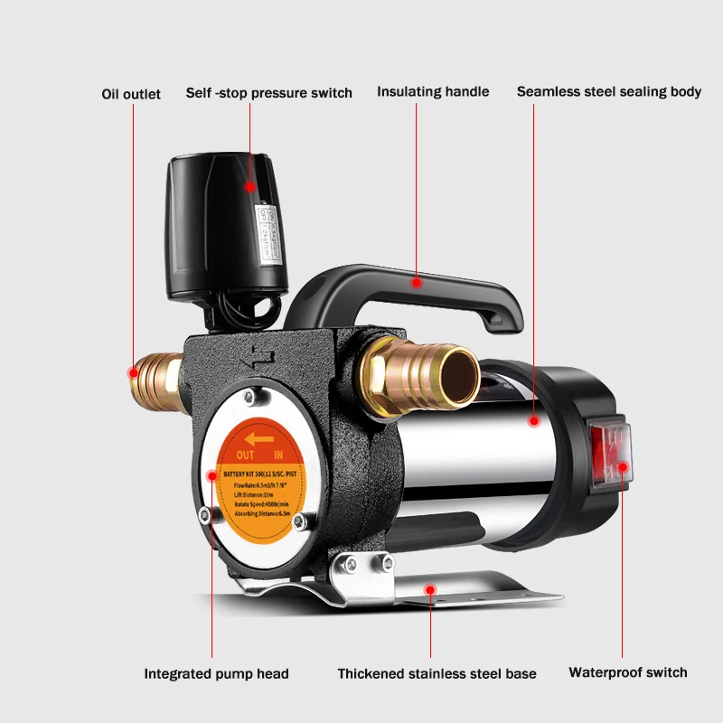 Imagem -04 - Bomba de Transferência de Combustível para Querosene Diesel Bomba Auto-escorvante Parada Automática Distribuidor de Óleo Elétrico 12v 24v 220v 990w