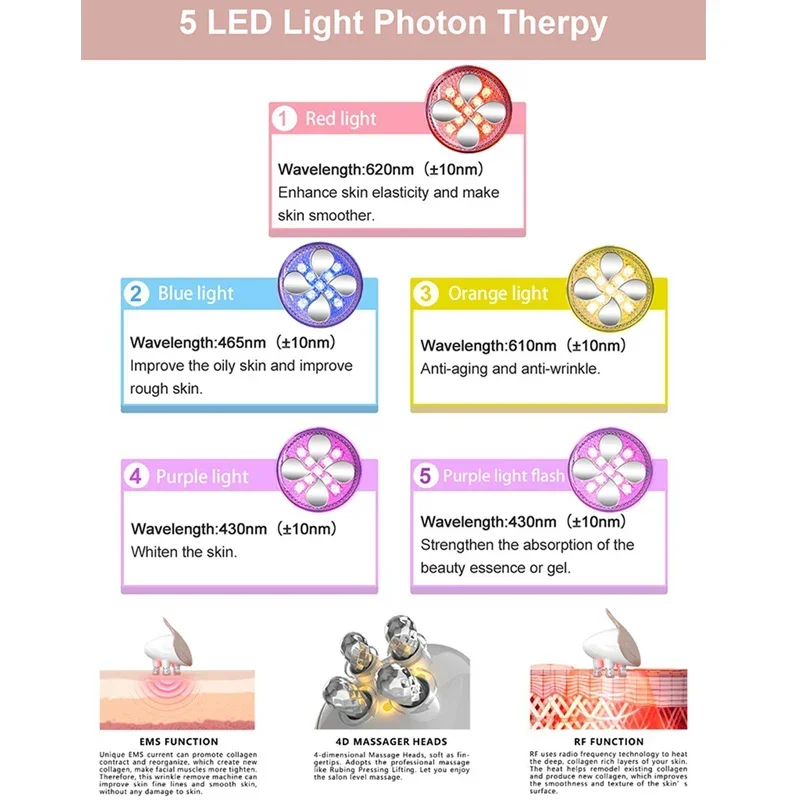 RF & EMS بكرة تدليك للوجه التخسيس شد الوجه أنحل إزالة تجاعيد الوجه تعزيز كريم وجه امتصاص مدلك شد الجلد #6