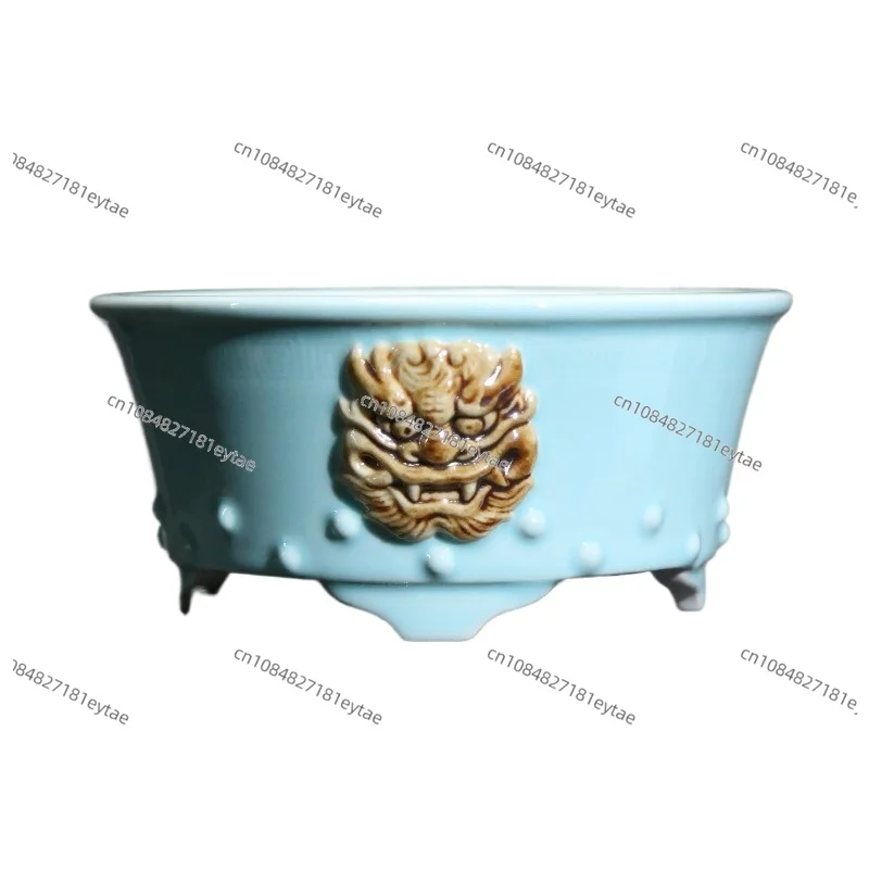 

Purple terracotta ceramic pot Chinese style glazed multicolor vintage tabletop decorative planter LC313