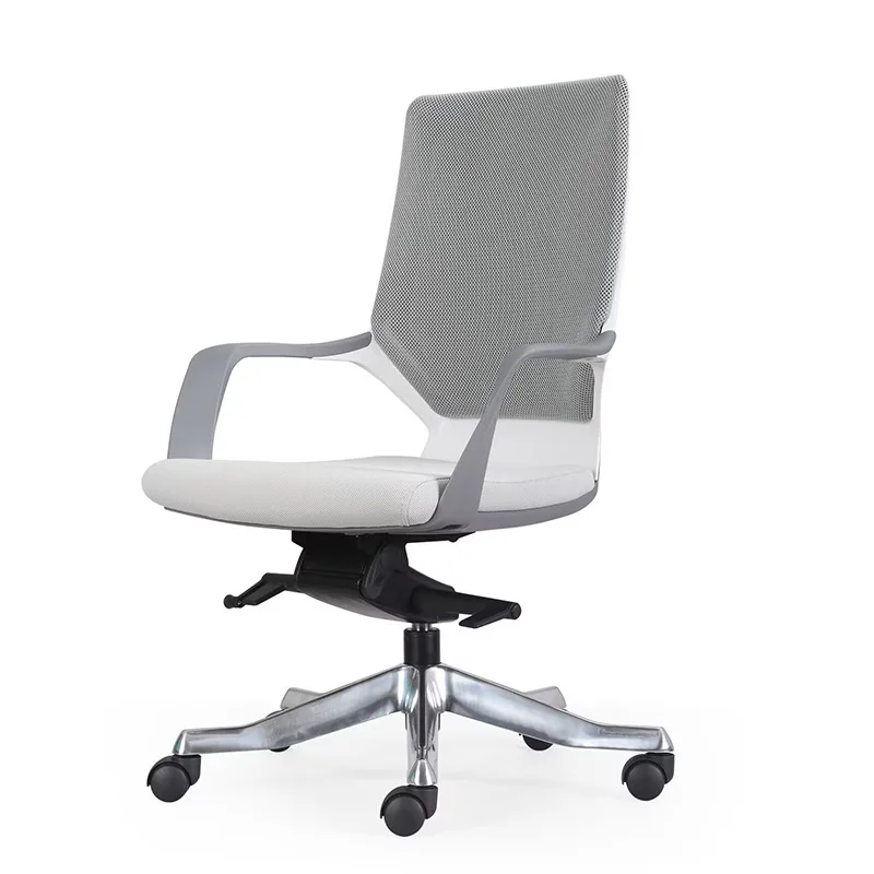LMM Armrest Lift Home Office Clerk Chair Bow Conference Chair Grey Mesh