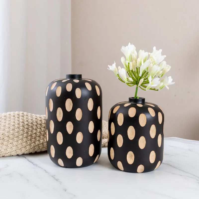 Handcrafted Wooden Carved Zen-style Flower Vase, Wooden Dried Flower Holder, Raw Wood Minimalist Instagram-style Vase
