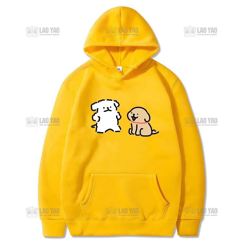 

Maltese Line Puppy Cartoon Pullover Woman Man Lovely Autumn and Winter Graphic Hoody Couple Keep Warm Hip-hop Long Sleeve