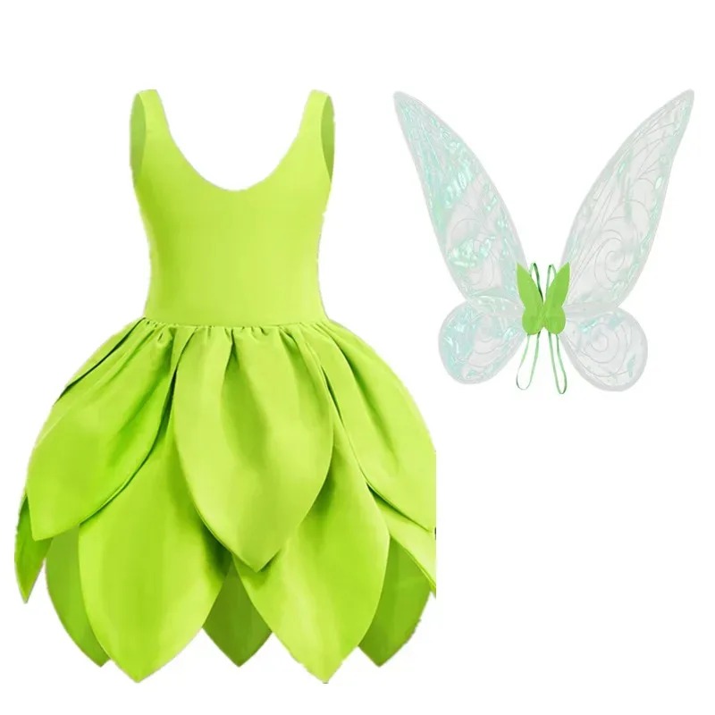 lHalloween Cosplayl Girl Baby Tinker Bell Green Fairy Dress Kids Kindergarten Stage Performance Outfits Children Luxury Elf Cosp - view 3