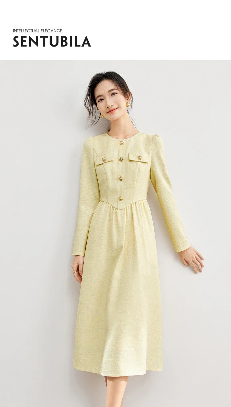chinese dress ladies Tae Red Tweed Long Sleeve Drop Waist Mini Dress (Archive Sale) main image 1