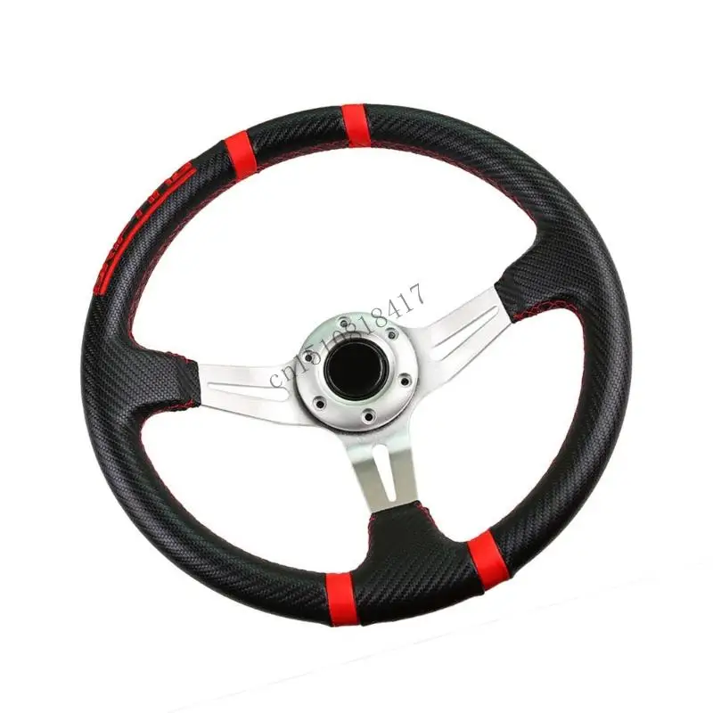 517B 350 مللي متر توجيه السيارات خطة طبق عميقة نمط ألياف الكربون 4 شرائط مطرزة تعزيز تنفيذ القيادة