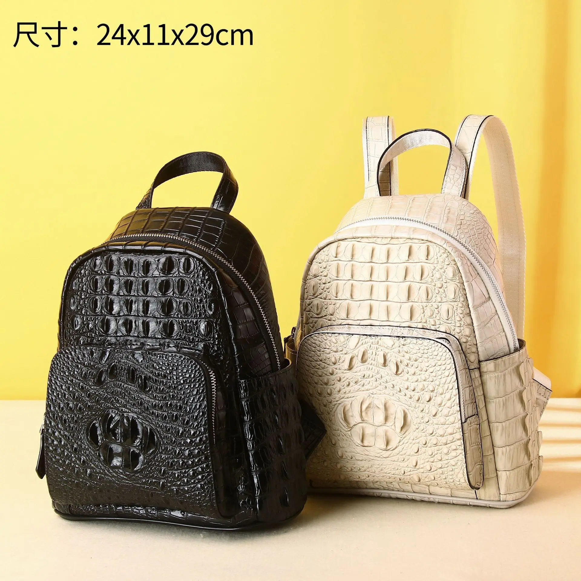 fashion luxurious Crocodile lines Pattern Outdoor Fashion Girls Backpack Large Capacity Women's Bag genuine leather Backpack