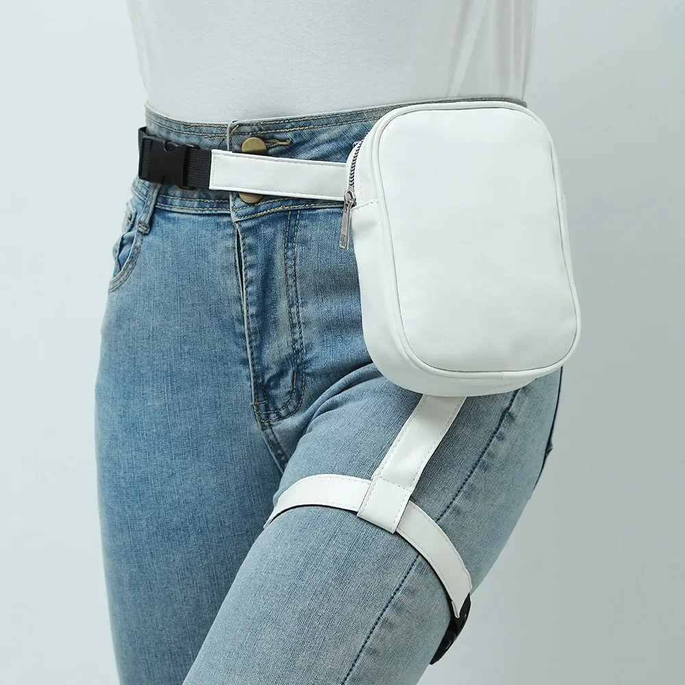 Trendy Stylish Black Women Waist Leg Belt Leather Cool Girl Bag Fanny Pack for Outdoor Hiking Motorcycle Сумка Мужская Leg Bag