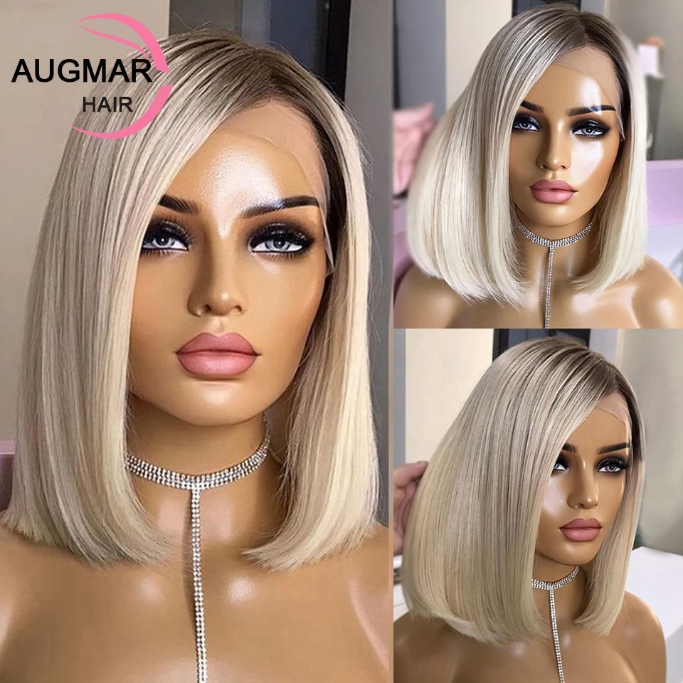 

13x4 Short Blonde Bob Wig Lace Front Human Hair Wigs 13x6 HD Lace Frontal Wig Ombre Pre Plucked 360 Bob Straight Lace Front Wigs