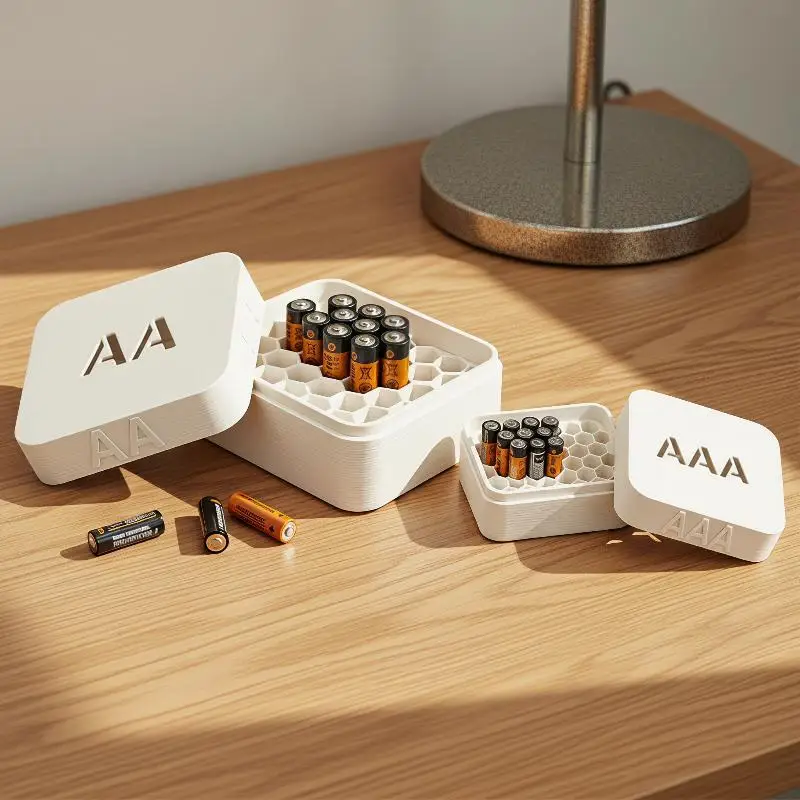 Large Honeycomb Battery Storage Box Compatible With AA/AAA Sizes The Ultimate Solution To End Drawer Clutter