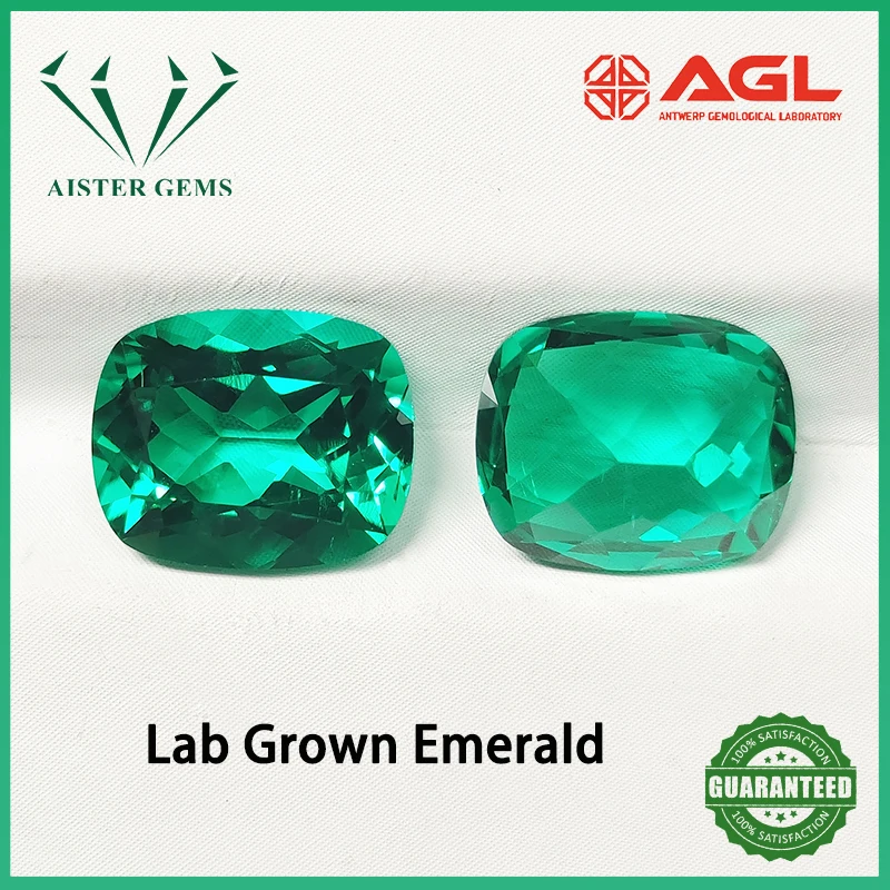 

Top Hydrothermal Columbia Lab Grown Emerald Gemstone Rectangle Cushion Cut Synthetic Emerald Stone With AGL Certificate
