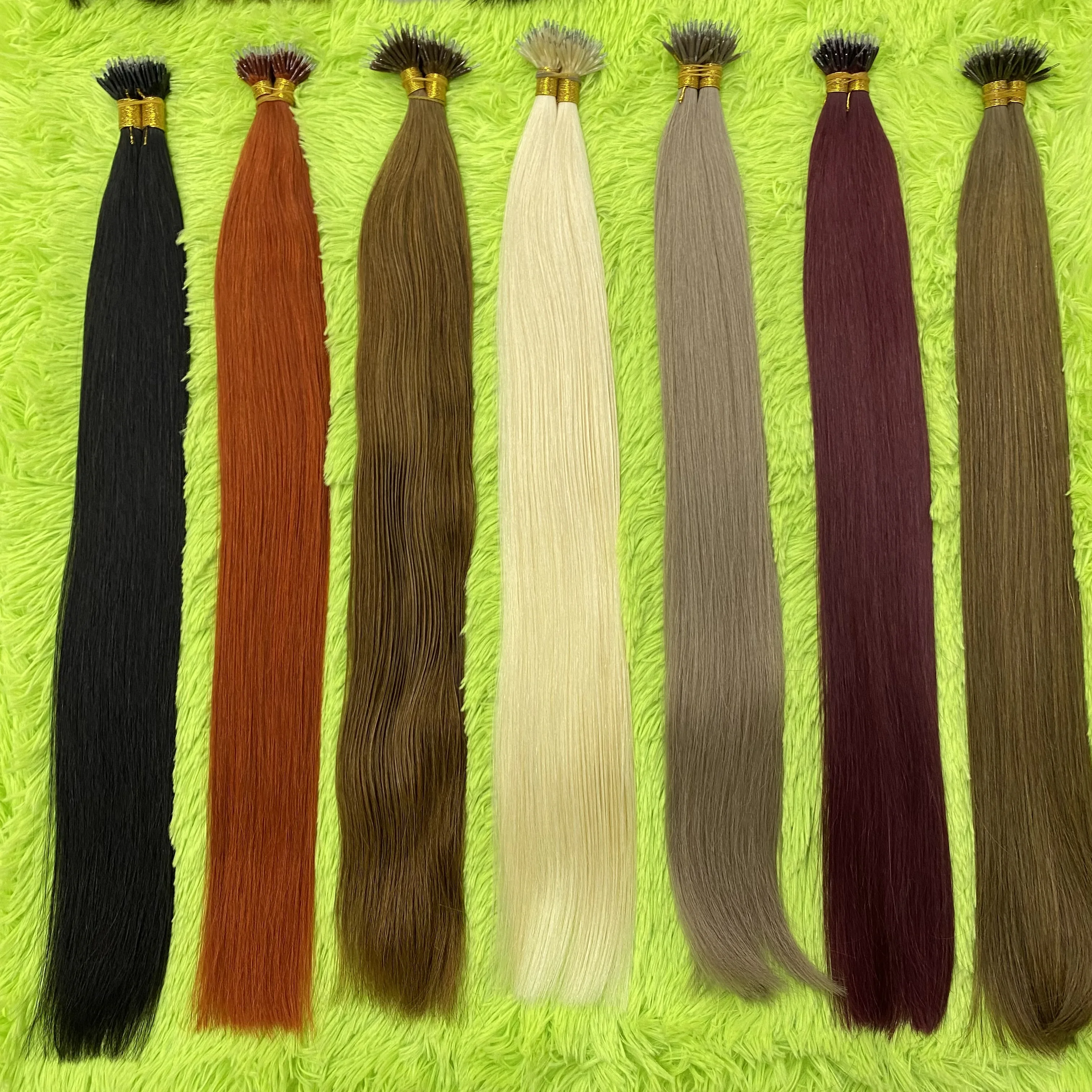 Extensiones de cabello Nano Ring Ombre 100% extensiones de cabello humano Remy Nano anillo Micro cuentas punta gruesa cabeza completa 18 "-30" extensiones