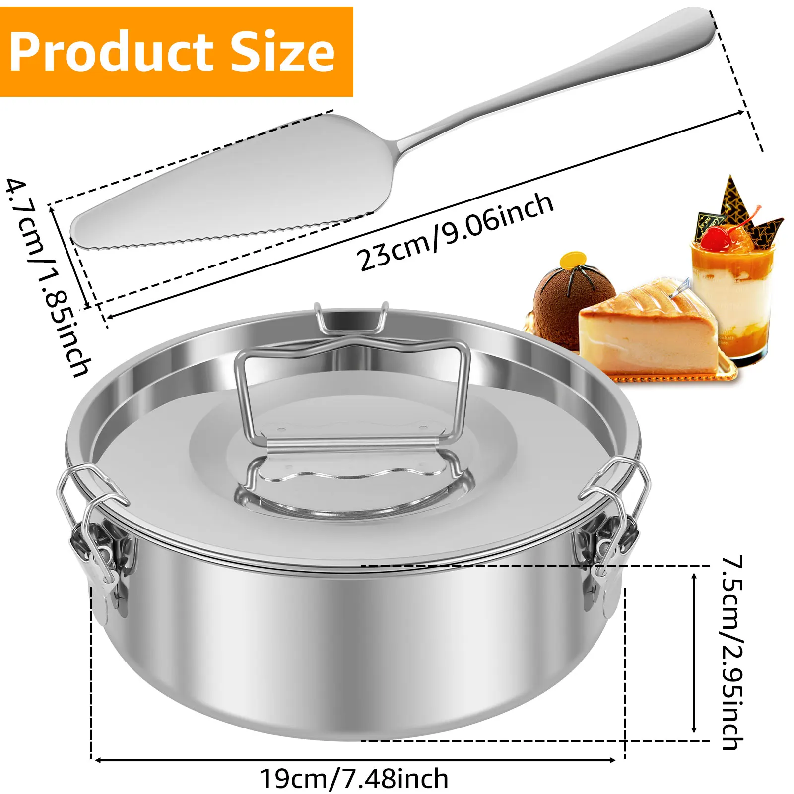 7.5inch Flan Mold for Fast Pot 6QT to 8QT 304 Stainless Steel Flan Pan Mold with Lid Handle 1.5QT Round Flan Baking Pan Portable