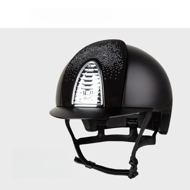 

Italian second-generation black diamond-encrusted equestrian helmet, rider helmet harness 8101049