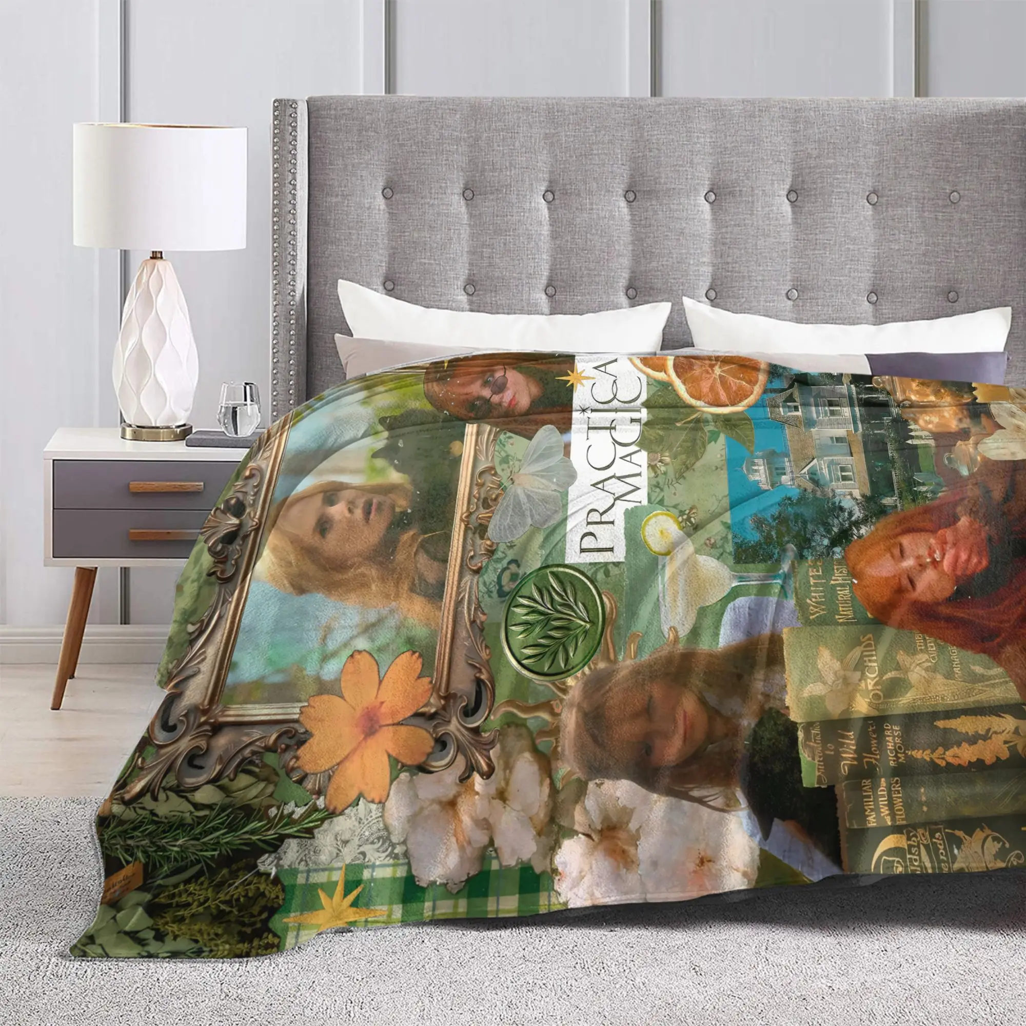 Practical Magic City Night Poster Flannel Blanket Autumn  Warm Throw Blanket for Children Home Decor Bedspread Sofa Bed Cover