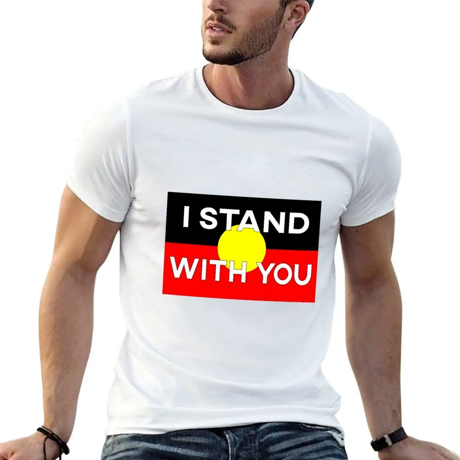 Aboriginal Flag with the words I stand with you T-Shirt graphics luxury t-shirt mens graphic t-shirts anime