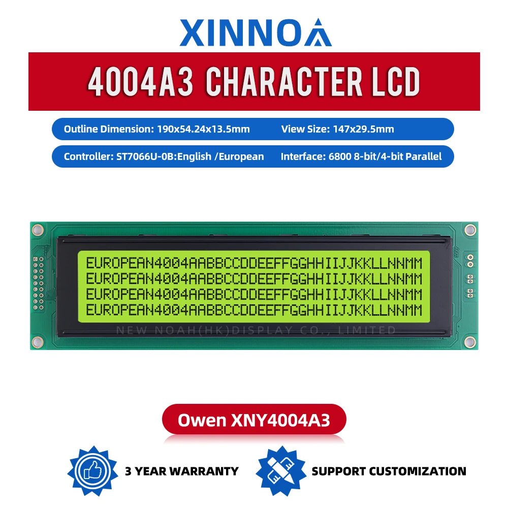 European Yellow Green Film 4004A3 18PIN Interface Module 190*54*13.1MM ST7066U With LED Backlight Welcome To The Factory Audit