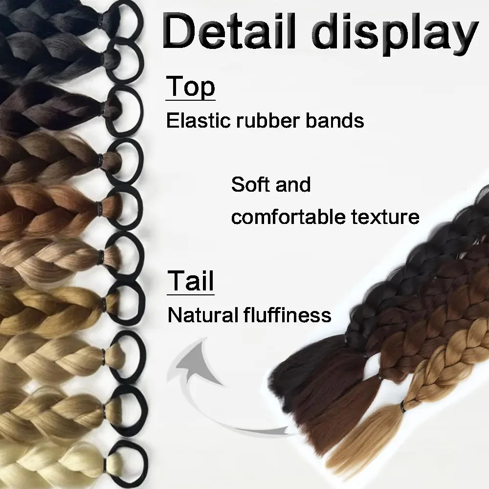 Synthetic 24inch hair extension wig ponytail with hair extensions Long Braided Ponytail Hair Accessories Christmas image 5