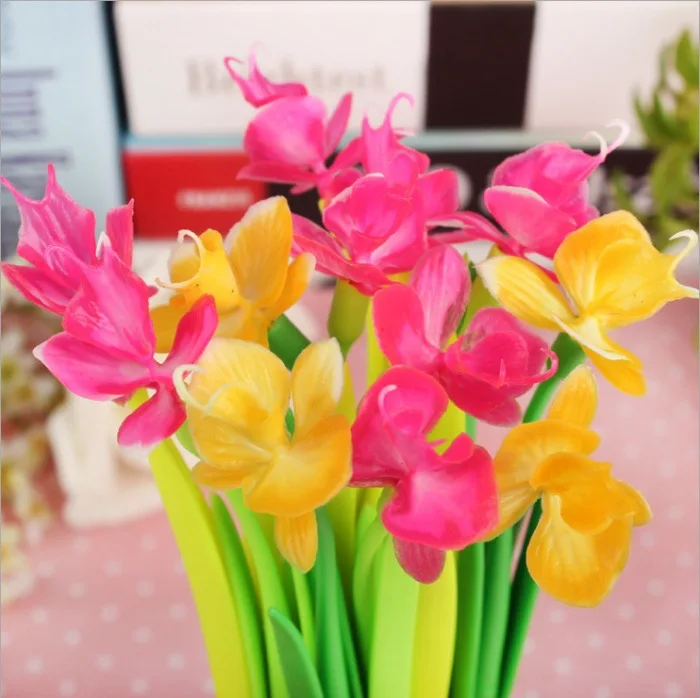 12/60 Pcs Wholesale Silicone Flower Modeling Gift Pen Cute Styling Gel Pen Black Student Prize Sun Flower