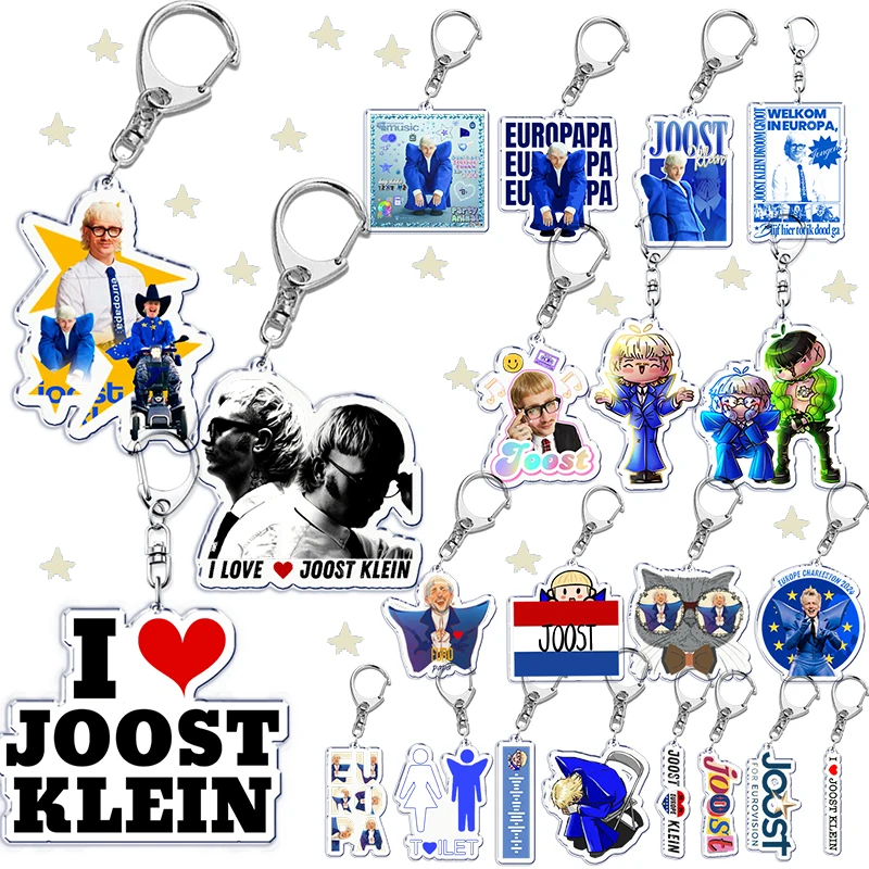 Joost Klein Keychains Ring for Accessories Eurovision 2024 Europapa Esc Bag Pendant Key Chains Llaveros Jewelry Fans Gifts