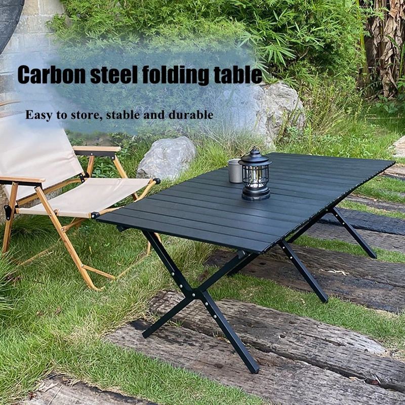 

Outdoor Camping Rolling Table Steady Carbon Steel Folding Table Portable Garden Picnic Travel Desk