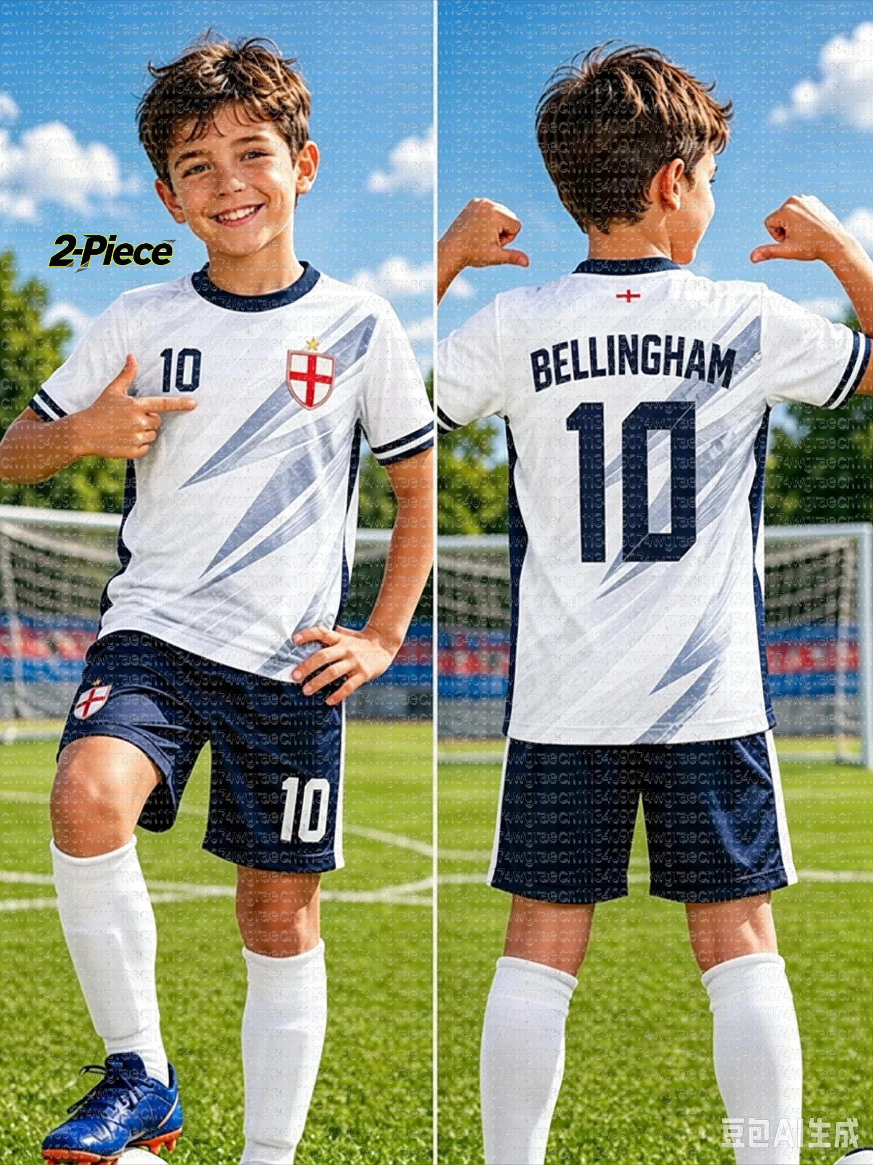2026 Spezial-Bellingham # 10er-Set Fußballtrikot und Shorts für Damen, Herren und Kinder, England-Fan-Shirt und Shorts, Sommer, 2-teiliges Set – Detail 6