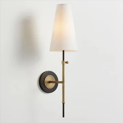 LED Copper Retro Wall Lamp Bedroom Headboard Fireplace Cloth Residential Living Room Wall Light