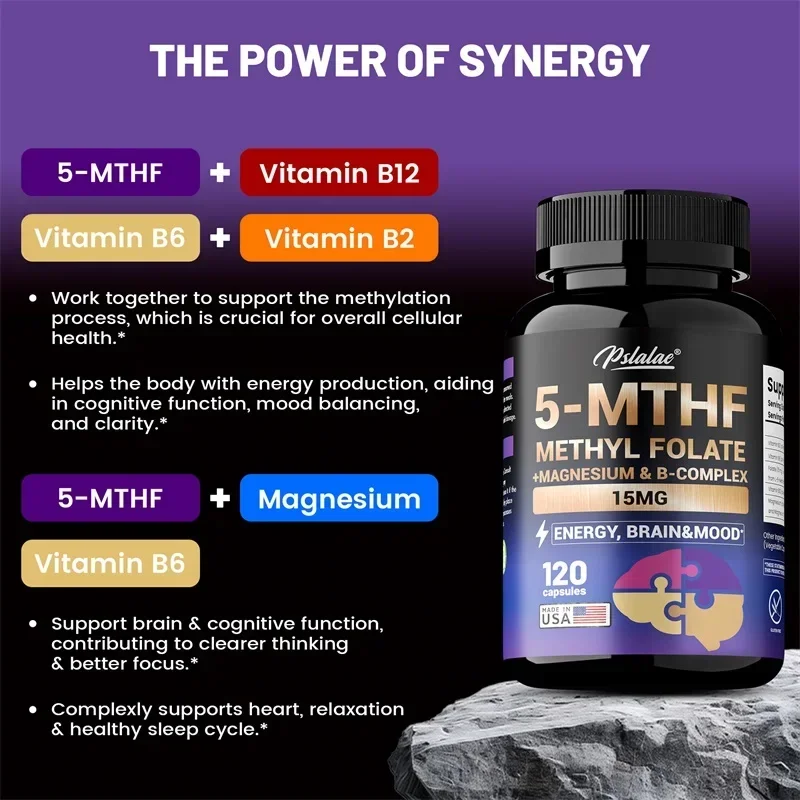 

5-MTHF Methylfolate Supplement - Enhances Memory, Focus and Clarity, Boosts Cognitive Function, Energy, Brain and Mood Support S