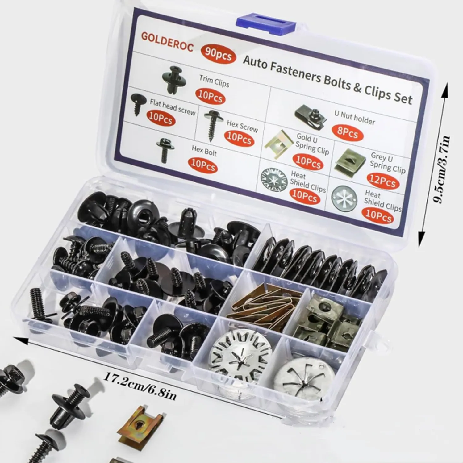 90-teiliges Auto-Clip- und Schraubensortiment, Kunststoff-Druckstift-Befestigungsset für Karosserieverkleidungen, Stoßstangenabdeckungen und Innenverkleidungen
