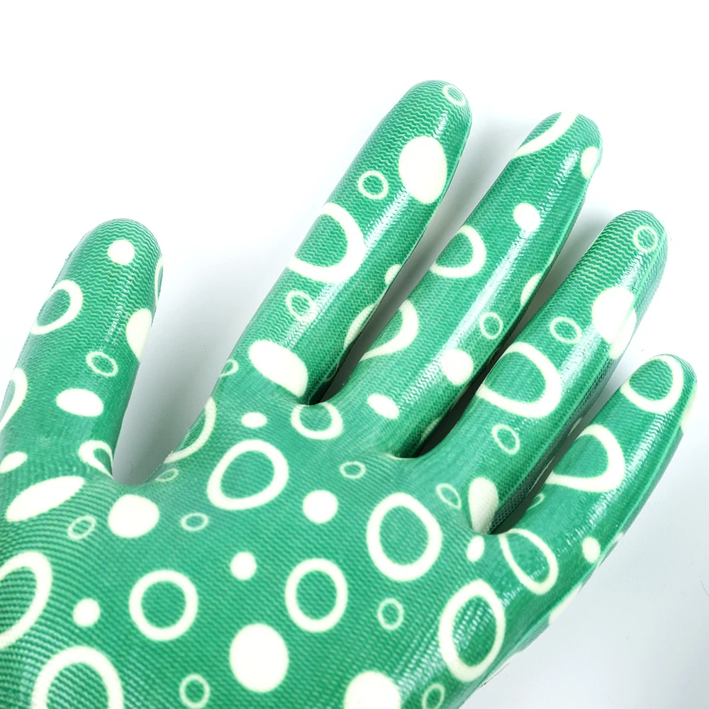 Multifunctional Gloves, Anti Prick Nitrile Coating, Breathable Knit Back, Suitable for Gardening and Other Work, Green