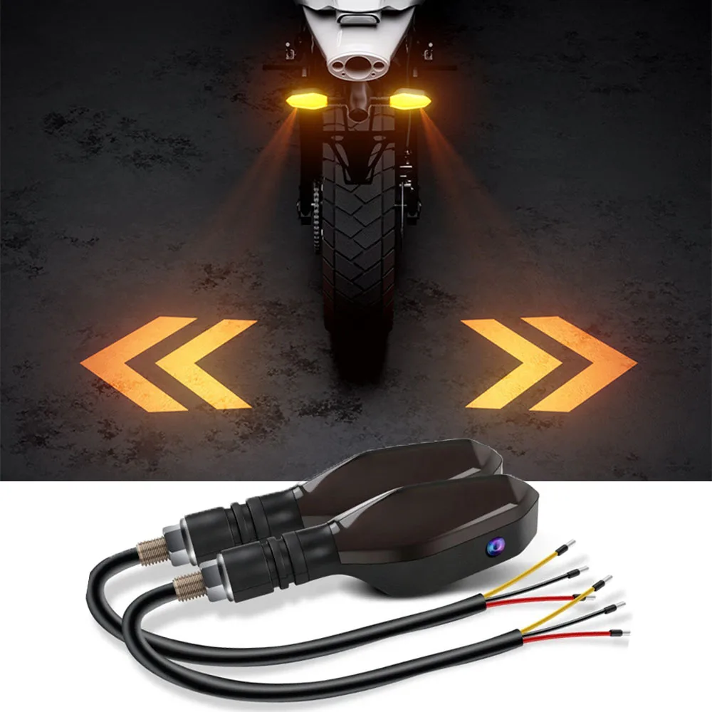 2pcs LED Turn Signal Motorcycle taillight arrow led indicator light Flashing RGB Signal Lamp Flowing Led projection tail light