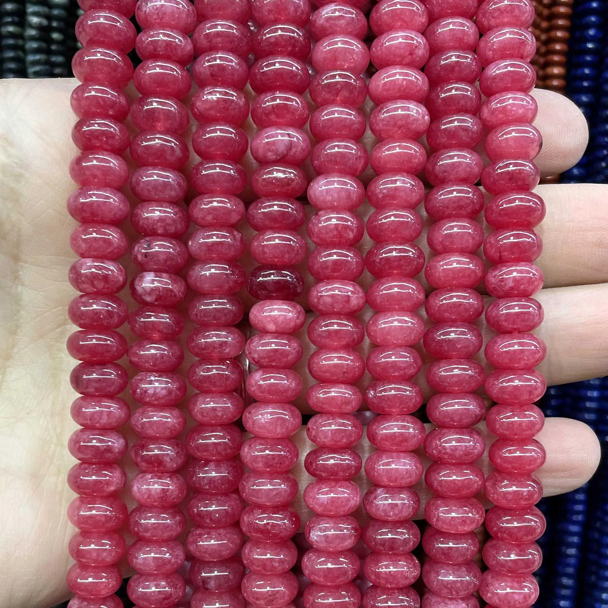 Natural Stone Rondelle 5*8MM Jaspers Angelite Jades Morganite Loose Spacers Bead For Jewelry Making DIY Bracelet Necklace