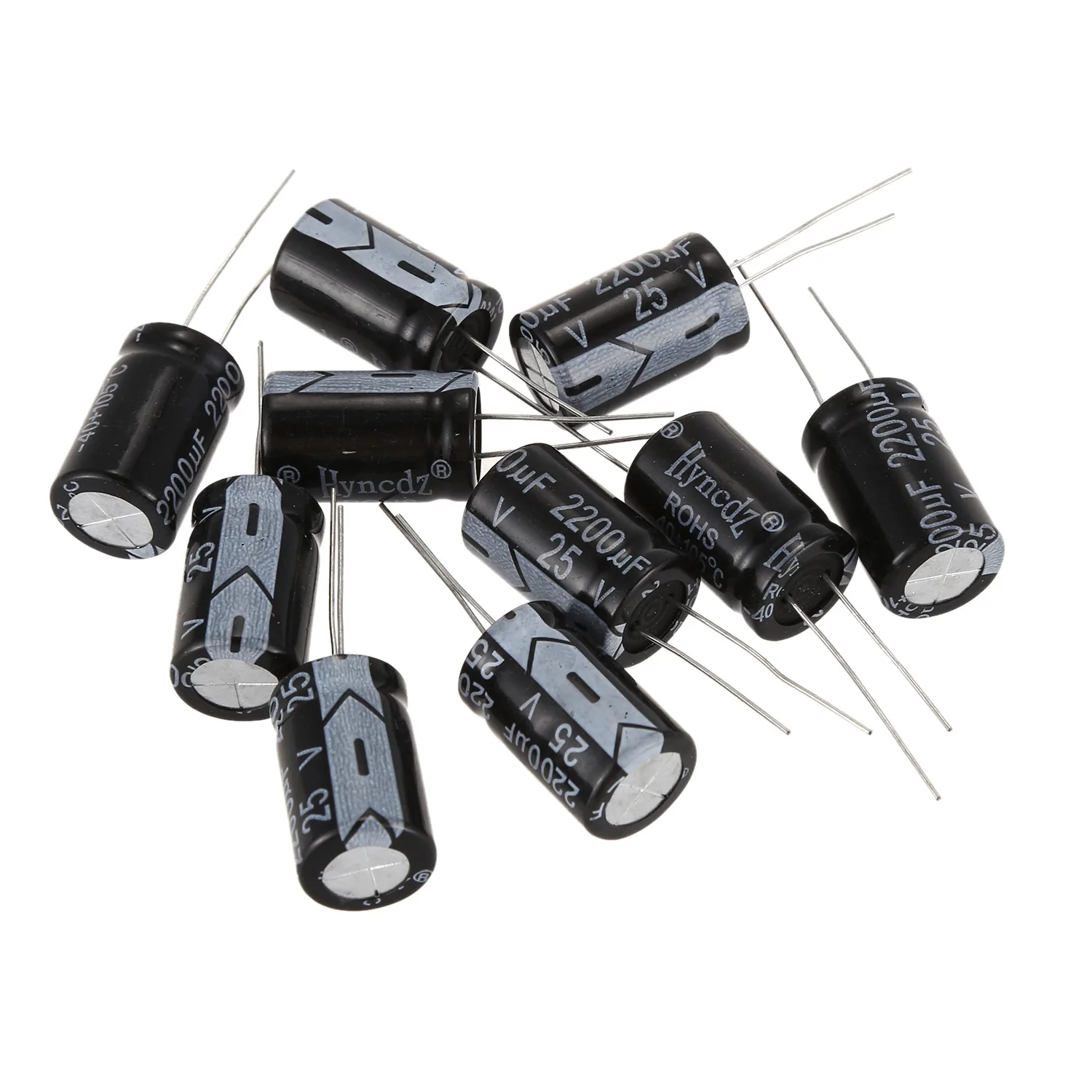 A64I 10 Pcs black 2200uF 25V Radial Aluminum Electrolytic Capacitors 1.3*1.3*2.1cm