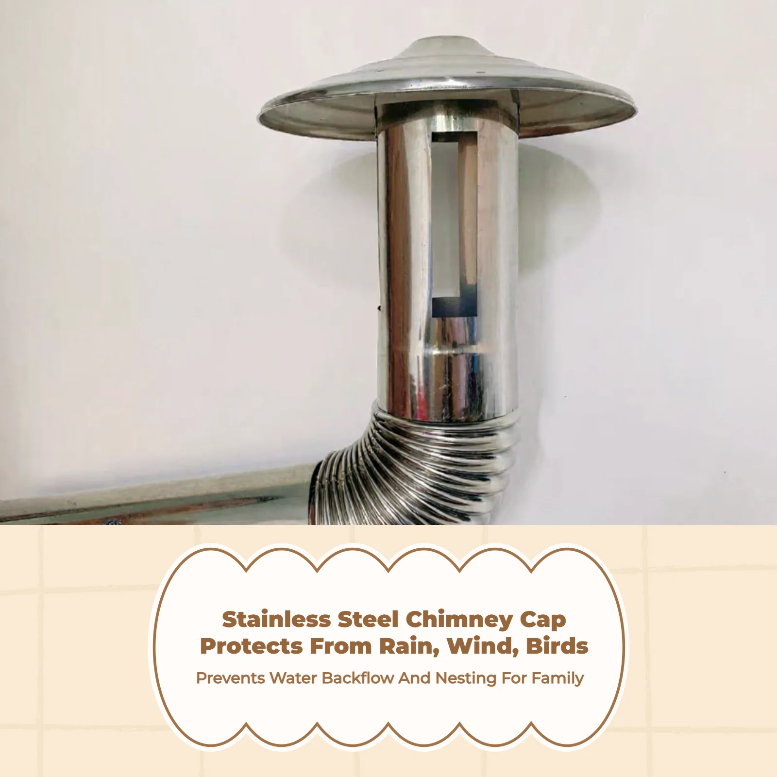 Obrázek 3: All-weather komín cap
stainless ocel déšť ochrana