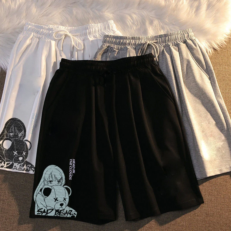 2022 New Gothic y2k cute bear print shorts Korean fashion casual shorts Harajuku retro street pants shorts female direct sales